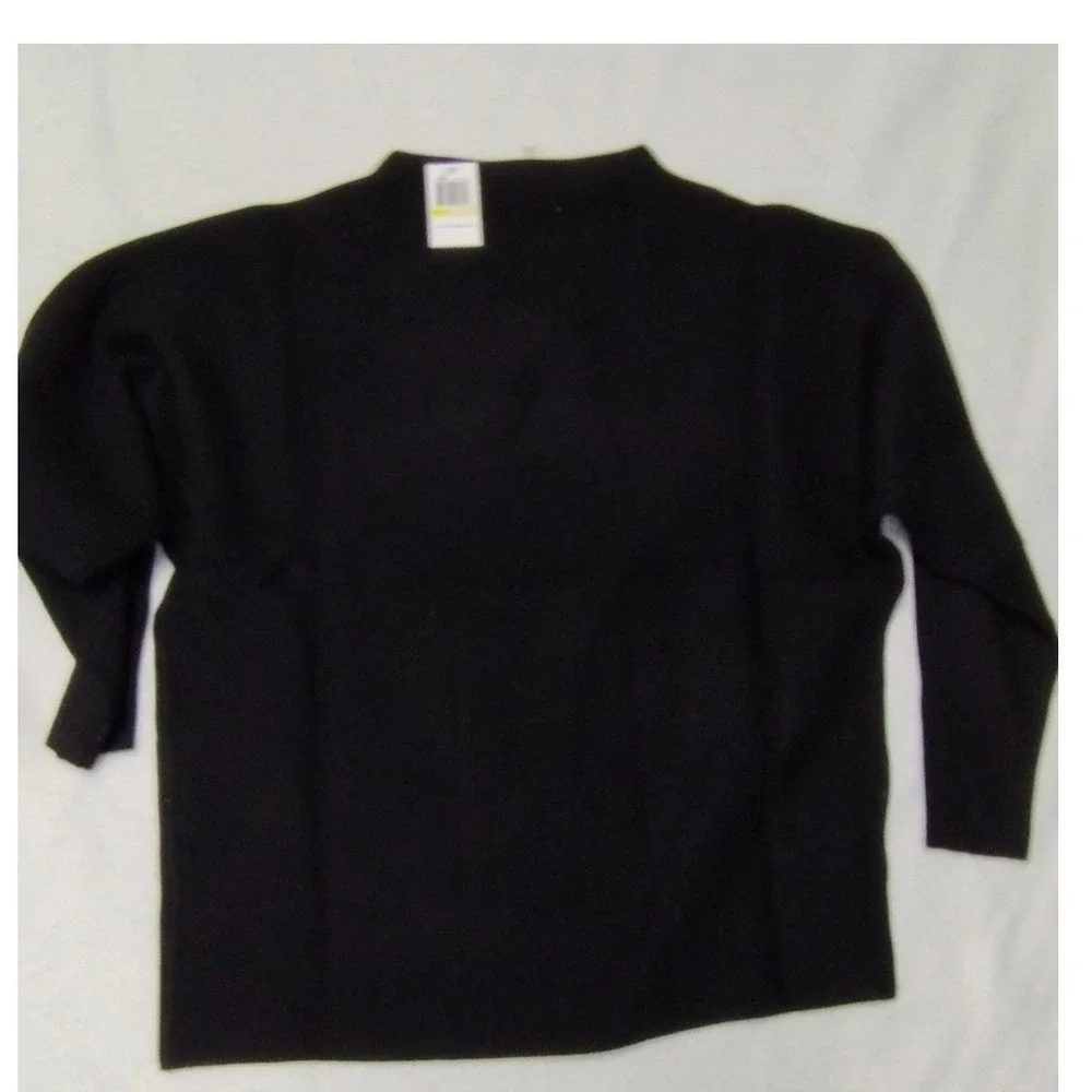 Sioni Black Sweater Gold Star Print‎ Pullover Top Size Medium NWT